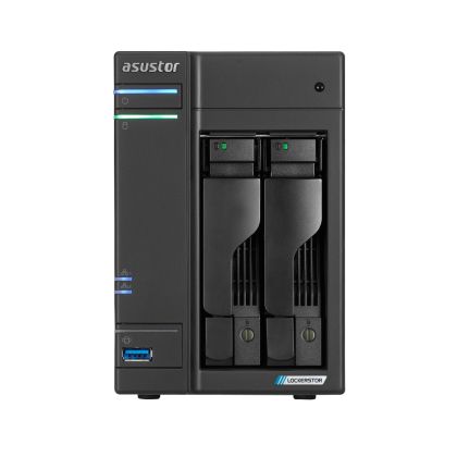 Мрежов сторидж Asustor Lockerstor AS6702T, 2 Bay NAS, Intel Jasper Lake 4C 2.0 GHz, 4GB DDR4 SODIMM, M.2 NVMe x4 slots (Diskless), USB 3.2 Gen 2x2, Dual 2.5GbE Ports, WOW (Wake on WAN), AES-NI hardware encryption, MyArchive (support btrfs and snapshot), S