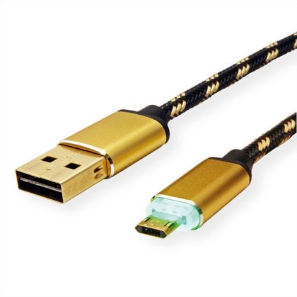 Cable USB2.0 A-Micro B, M/M, 1m, Gold, 11.02.8319