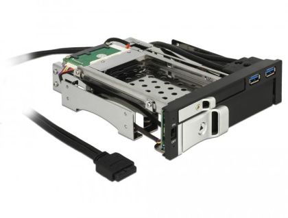 Вътрешно чекмедже Delock 5.25&Prime;, За 1 x 2.5&Prime; + 1 x 3.5&Prime; SATA HDD + 2 x USB 3.0 ports