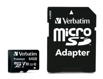 Памет Verbatim Premium micro SDXC 64GB Class 10 (Incl. Adaptor)