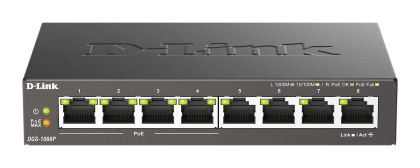 Суич D-Link DGS-1008P, 4x PoE + 4 x стандартни, 10/100/1000, Gigabit,