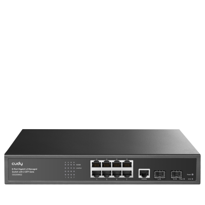 Суич Cudy GS2008S2, L2, 8 x Gigabit Ethernet ports, 2 x SFP, 128MB RAM