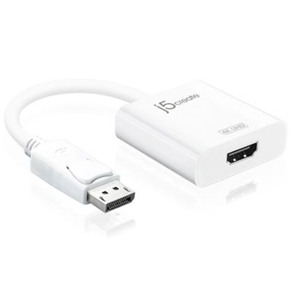 Адаптер j5create JDA158, DisplayPort мъжко - HDMI женско, 4K, Бял