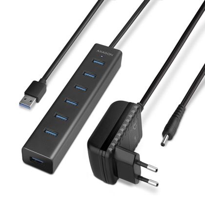 USB HUB 7xUSB3.0, Ext. power, AXAGON HUE-SA7BP