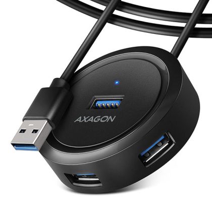 HUB USB3-А to 4xUSB3 A,Round 1.2m, AXAGON HUE-P1AL