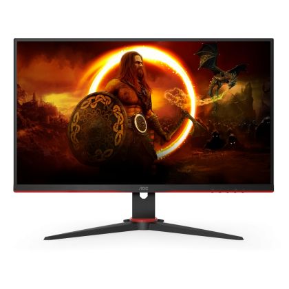 Монитор AOC 24G2SAE/BK 23.8" WLED VA 1920x1080@165Hz, 4ms GTG, 350cd/m2, 3000:1, 80M:1 DCR, FreeSync Premium, Low Blue Light, Tilt, D-SUB, HDMI, DP,  Speakers, Black/Red