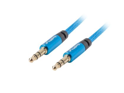 Кабел Lanberg mini jack 3.5mm M/M 3 pin cable 2m, blue premium