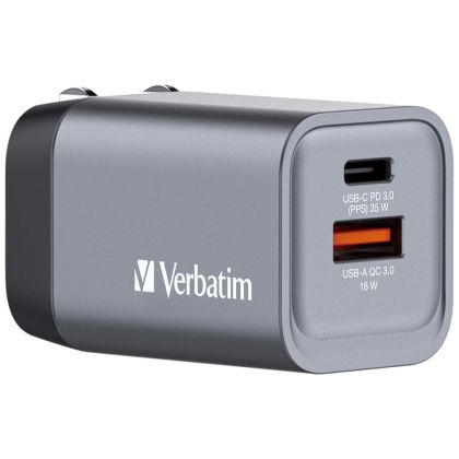 Зарядно устройство Verbatim GNC-35 GaN Charger 2 Port 35W USB A/C (EU/UK/US)