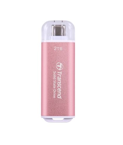 Твърд диск Transcend 2TB, USB External SSD, ESD300P, USB 10Gbps, Type C, Pink