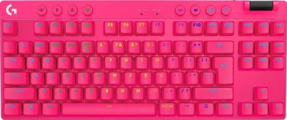 Геймърска механична клавиатура Logitech G Pro X TKL Lightspeed Tactile Switch, Magenta