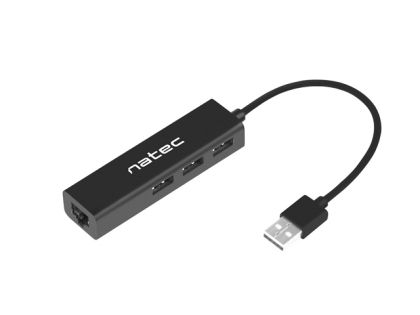 USB хъб Natec usb 2.0 hub dragonfly 3x port usb 2.0 usb+rj45