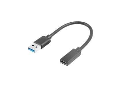 Кабел Lanberg USB-C (F) -> USB-A(M) cable 0.15 m, black