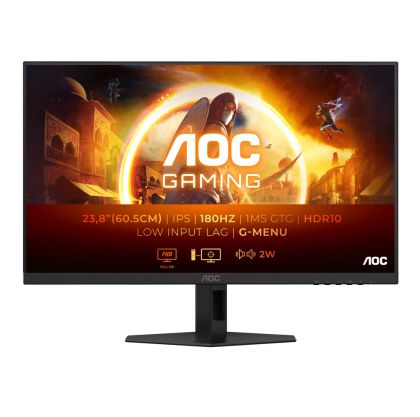 Монитор AOC 24G4XE, 23.8" IPS WLED, 1920x1080@180Hz, 1ms GtG, 0.5ms MPRT, 300cd m/2, 1000:1, 80M:1 DCR, Adaptive Sync, FlickerFree, Low Blue Mode, 2Wx2, Tilt, 2xHDMI, DP