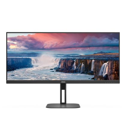 Монитор AOC U34V5C/BK, 34" VA WLED, 3440x1440@100Hz, 4ms GtG, 1ms MPRT, 300cd m/2, 4000:1, 20M:1 DCR, Adaptive Sync, FlickerFree, Low Blue Light, 5Wx2, Tilt, Height Adjust, Swivel, HDMI, DP, USB hub