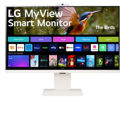 Монитор LG 32SR85U-W, 31.5" IPS Smart webOS, Full HD Web cam, AG, 5ms, 1000:1, 400cd/m, DCI-P3 95%, 4K UHD (3840x2160), ThinQ, HDR 10, HDMI, USB Type-C-PD 90W, Wi-Fi B/in, AirPlay 2, Bluetooth, Speakers 5W x 2, Height Adjustable, Tilt, White