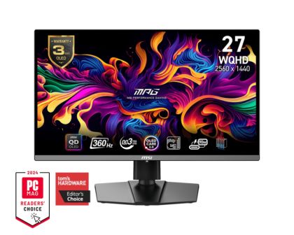 Монитор MSI MPG 271QRX QD-OLED, 26.5", 360Hz, 0.03ms, WQHD 2560x1440, Oled Care 2.0, Fanless Design with Graphene, ClearMR 13000, KVM, Mystic Light, AI VISION, 250 nits, 1500000:1, 100M;1, DP (1.4a), 2x HDMI (2.1), Type-C (DP alt. PD 90W), USB HUB, Adj.St