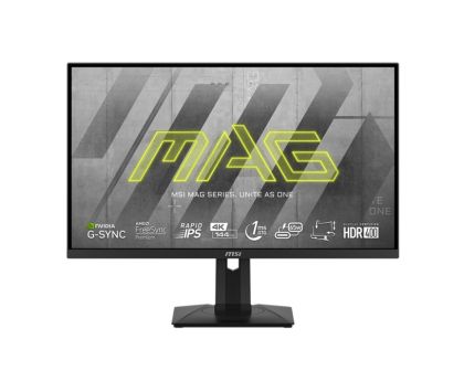 Монитор MSI MAG 274UPF, 27", Rapid IPS, 144Hz, 1ms, UHD 3840x2160, Flat, HDR 400, AI Vision, G-sync compatible, PIP, PBP, 400 nits, 1000:1, 100M:1, 1x DP(1.4a), 2x HDMI (2.1), 1x Type-C (DP alt. PD 65W), USB HUB, Adj.Stand 130mm, Tilt, Swivel, Pivot, VESA