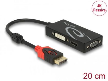 Адаптер DeLock, DisplayPort 1.2 мъжко > VGA / HDMI / DVI женско, 4K