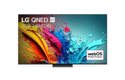 Телевизор LG 65QNED87T3B, 65" 4K QNED HDR Smart TV, 100Hz,  3840x2160, DVB-T2/C/S2, a8 AI Processor 4K, HDR 10 PRO, webOS 24 ThinQ,  FreeSync Compatible, VRR, Multi View, 4K Upscaling, WiFi 5, Voice Controll, Bluetooth 5.1, AirPlay 2, LAN, CI, HDMI, SPDIF