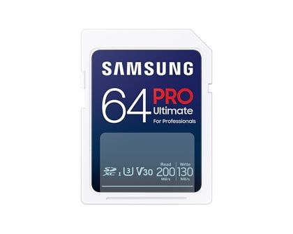 Памет Samsung 64GB SD Card PRO Ultimate, U3, V30 , Read 200MB/s - Write 130MB/s