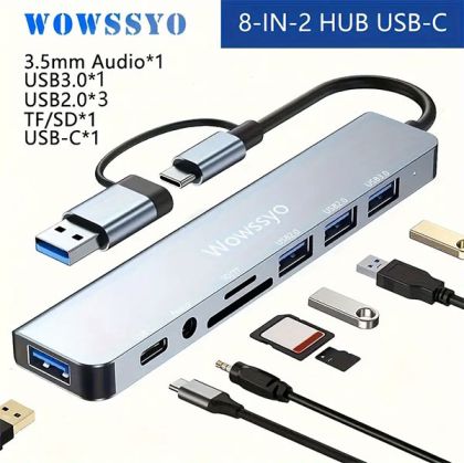 USB-C/A Multiport, 5Gbps, 8-port, Alum. 582066