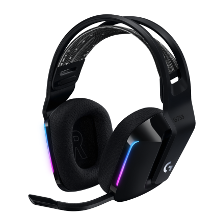 Геймърски слушалки Logitech G733 Lightspeed Wireless RGB, Микрофон, Черни