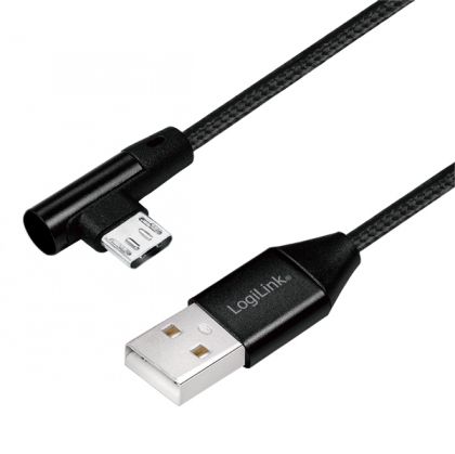 Cable USB2.0 A-C M/M, 1m, Angled, Logilink CU0138