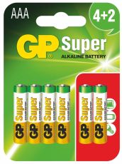 Алкална батерия GP SUPER LR03 AAA / 4+2 бр. в опаковка 1.5V