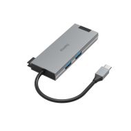 USB-C хъб, 5-портов, 2 x USB-A, 1 x USB-C, 1 x HDMI, 1х LAN, Сив