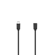 Удължителен кабел, USB-C, 5 Gbit/s, USB-C женско - USB-C мъжко, 0.5 м, USB 3.2 Gen1, Черен