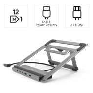 Докинг станция Hama "Connect2Office Stand" USB-C, Стойка за лаптоп, 12 порта