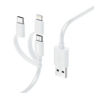 Кабел HAMA 3 в 1, USB-A - Micro-USB, USB-C и Lightning, 201535