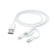 Кабел HAMA 3 в 1, USB-A - Micro-USB, USB-C и Lightning, 201535