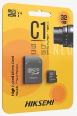 Памет Hiksemi microSDHC 32G, Class 10 and UHS-I TLC, Up to 92MB/s read speed, 15MB/s write speed, V10 with Adapter