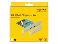 Карта Delock, PCI Express x4 към USB-C (USB 3.1 Gen 2) женско, 10 Gbps