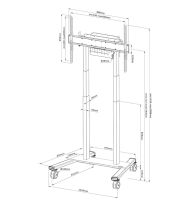 Стойка Neomounts Motorised Mobile Stand incl. storage box, 10 cm. Wheels Floor - VESA 100x100 up to 800x600