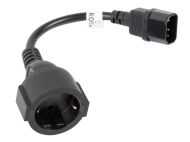 Кабел Lanberg extension power supply cable IEC 320 C14 -> Schuko (F) 20cm, black