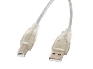 Кабел Lanberg USB-A (M) -> USB-B (M) 2.0 cable 1.8m, transparent ferrite