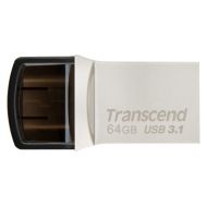 Памет Transcend 64GB JETFLASH 890S, USB 3.1 Type C, Silver Plating