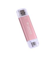 Твърд диск Transcend 1TB, USB External SSD, ESD310P, USB 10Gbps, Type C/A, Pink