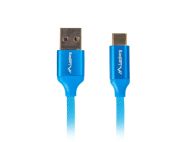 Кабел Lanberg USB-C(M) ->  USB-A (M) 2.0 cable 0.5m, blue QC 3.0 premium