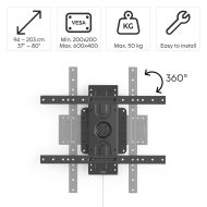 Стенна стойка за TV HAMA, 203 см (80"), 360 °, до 50 кг, 220857