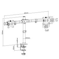 Стойка за 2 мониторa ACT AC8315, за бюро, Регулируема, 27", 10 кг, Черна