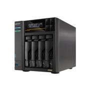 Мрежов сторидж Asustor Lockerstor 4 Gen3 AS6804T 4 Bay NAS, AMD Ryzen Embedded Quad-Core 2.3GHz (burst up to 3.8GHz), Dual USB 4 Ports, Dual 10GbE Ports, Dual 5GbE Ports, 16G ECC RAM DDR5 (Max. 64GB) 4x M.2 SSD Slots (Diskless), 2 x Type C, Black