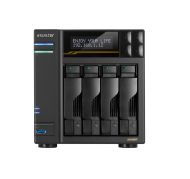 Мрежов сторидж Asustor Lockerstor 4 Gen3 AS6804T 4 Bay NAS, AMD Ryzen Embedded Quad-Core 2.3GHz (burst up to 3.8GHz), Dual USB 4 Ports, Dual 10GbE Ports, Dual 5GbE Ports, 16G ECC RAM DDR5 (Max. 64GB) 4x M.2 SSD Slots (Diskless), 2 x Type C, Black