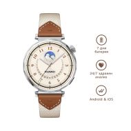 Часовник Huawei Watch GT5 Jana-B19W, 1.32", Amoled 466x466 PPI 352, , BT5.2 BLE/BR/EDR, 5ATM, 524mAh, Screenshot sharing, support message input, message notifications, Battery life up to 7 days, Compatible with iOS and Android devices, Brown Woven