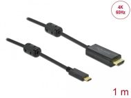 Кабел Delock USB-C - HDMI (DP Alt Mode) 4K 60 Hz, 1 m, Черен