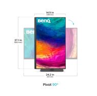 Монитор BenQ PD2706QN, 27", 100Hz, 4K IPS, AQCOLOR, Designer, Pantone, Nano Matte Panel, HDR10, 100% sRGB, Card Reader, HDMI (2.0), DP (1.4), USB-C (DP alt. PD 90W), USB Hub, 3.5 Jack, 2x 3W, Pivot, Height adj. 115mm, VESA 100