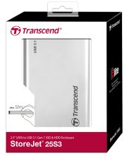 Кутия за твърд диск Transcend 0GB StoreJet 2.5" (SATA), USB 3.1, Aluminum housing