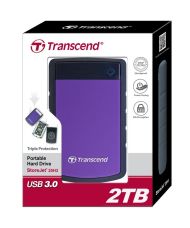 Твърд диск Transcend 2TB, 2.5" Portable HDD, StoreJet H3, Purple, Anti-shock